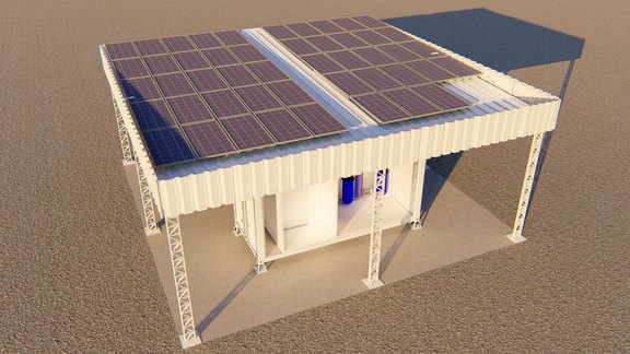 Render do CMAG com cobertura fotovoltaica
